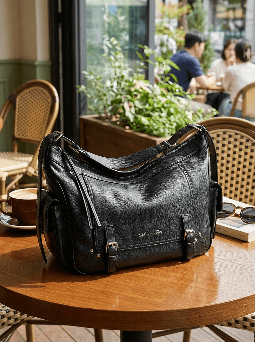 RIVET POINT QUAD BIG SHOULDER BAG IN BLACK