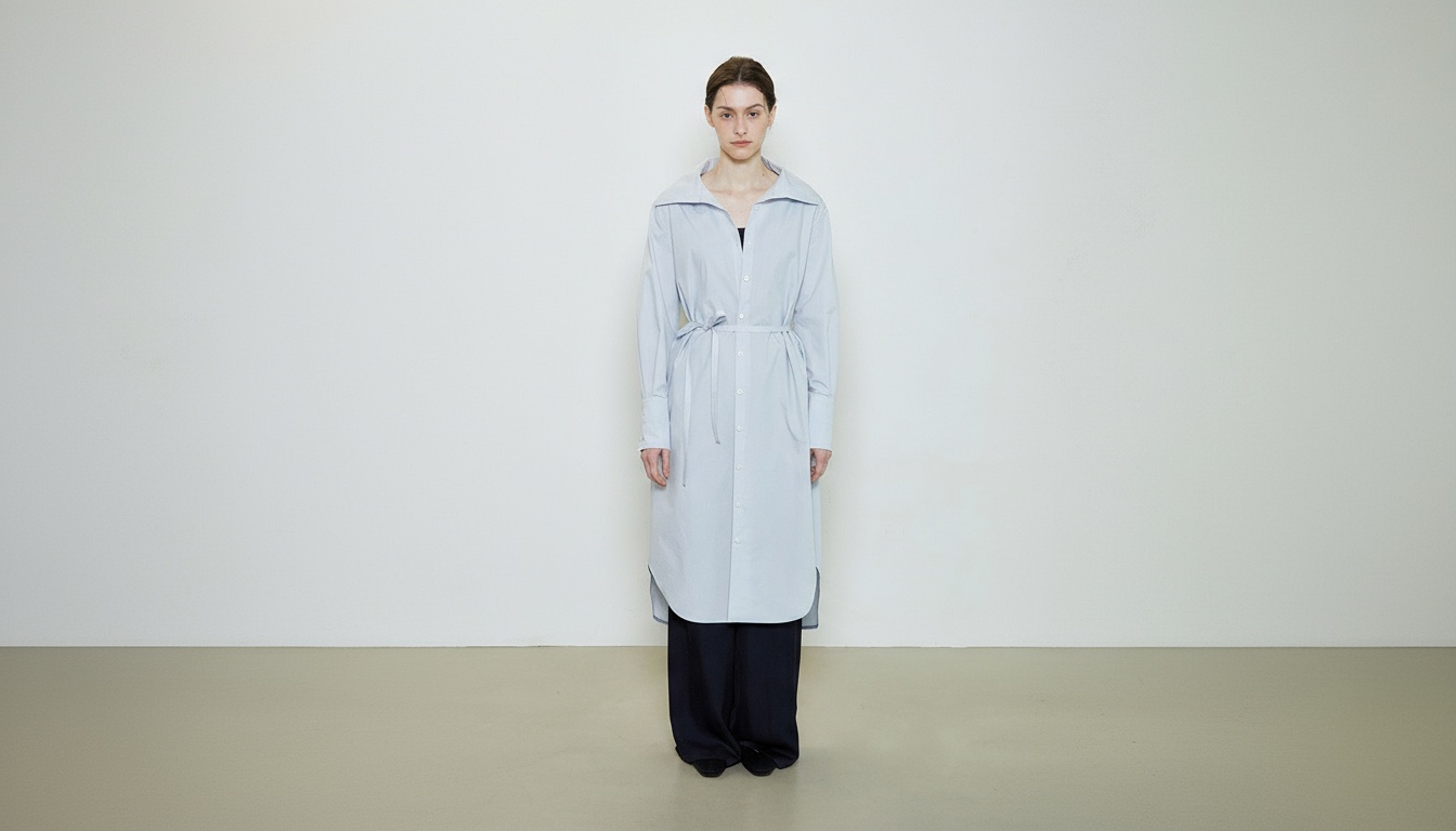 피마 셔츠 드레스 _ 스카이블루 - View 1