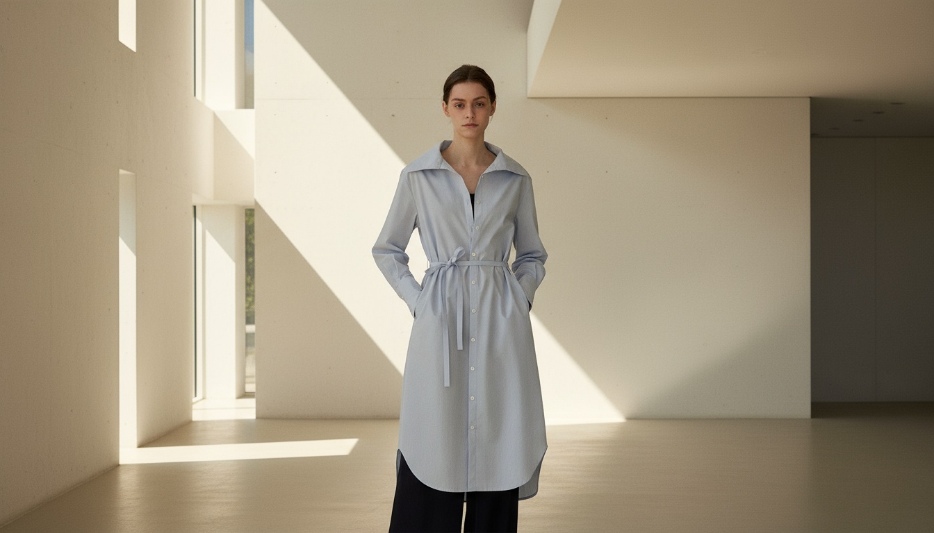 피마 셔츠 드레스 _ 스카이블루 - View 3